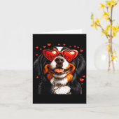 Bernese Mountain Cute Berner Dog Lover Valentines  Kaart (Gele Bloem)
