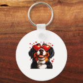 Bernese Mountain Cute Berner Dog Lover Valentines  Sleutelhanger (Voorkant)