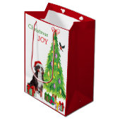 Bernese Mountain Dog, Bird en kerstboom Medium Cadeauzakje (Voorkant Gekanteld)