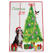Bernese Mountain Dog, Bird en kerstboom Medium Cadeauzakje (Achterkant)
