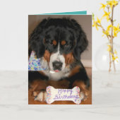 Bernese Mountain Dog Birthday Kaart (Gele Bloem)