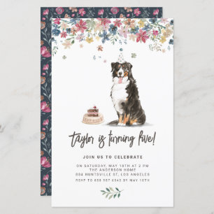 Bernese Mountain Dog Birthday Party Invitation