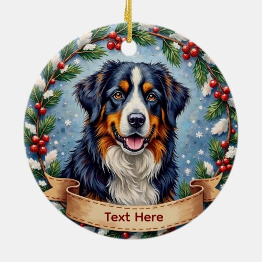 Bernese Mountain Dog Christmas Keramisch Ornament (Achterkant)
