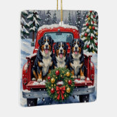 Bernese Mountain Dog Christmas Red Truck Holiday Keramisch Ornament (Rechts)