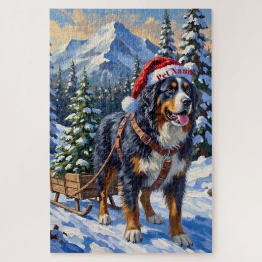 Bernese Mountain Dog Christmas Tree Hauler Hat Legpuzzel (Verticaal)