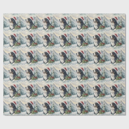 Bernese Mountain Dog Christmas Wrapping Paper Cadeaupapier (Vlak)