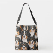 Bernese Mountain Dog Decorative Seamless Pattern Crossbody Tas (Achterkant)