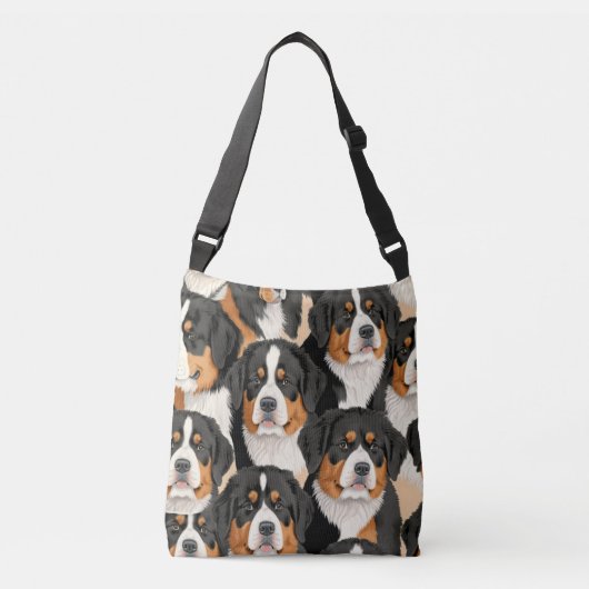 Bernese Mountain Dog Decorative Seamless Pattern Crossbody Tas (Voorkant)