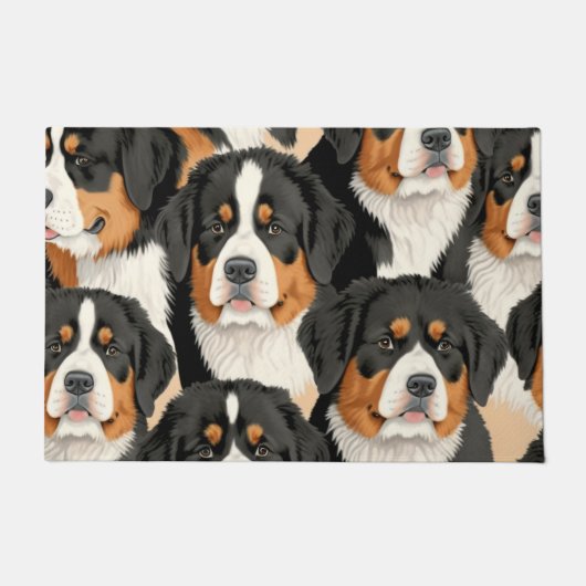 Bernese Mountain Dog Decorative Seamless Pattern Deurmat (Voorkant)