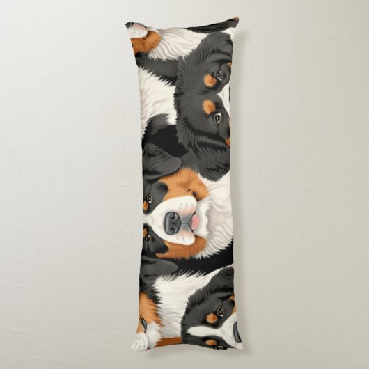 Bernese Mountain Dog Decorative Seamless Pattern Lichaamskussen (Achterkant (Verticaal))