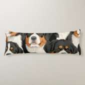 Bernese Mountain Dog Decorative Seamless Pattern Lichaamskussen (Voorkant)
