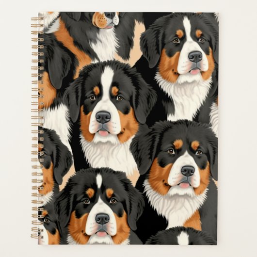 Bernese Mountain Dog Decorative Seamless Pattern Planner (Voorkant)
