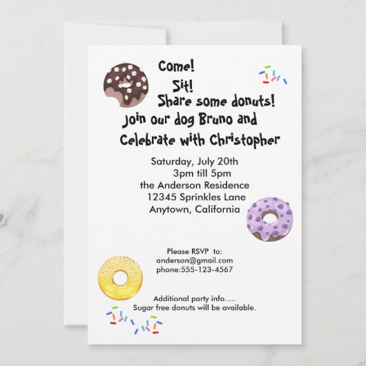 Bernese Mountain Dog Donut Invitation de fête d'an (Dos)