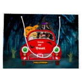 Bernese Mountain Dog Driving Car Scary Halloween Groot Cadeauzakje (Achterkant)