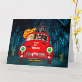 Bernese Mountain Dog Driving Car Scary Halloween Kaart (Gele Bloem)