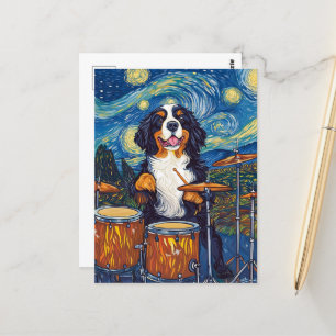 Bernese Mountain Dog Drummer Briefkaart