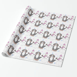 Bernese Mountain Dog en Snowman Cadeaupapier