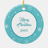 Bernese Mountain Dog Evergreen Snowflake Border Keramisch Ornament (Achterkant)