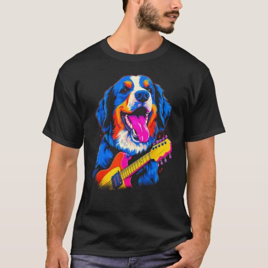Bernese Mountain Dog Guitar T-shirt (Voorkant)