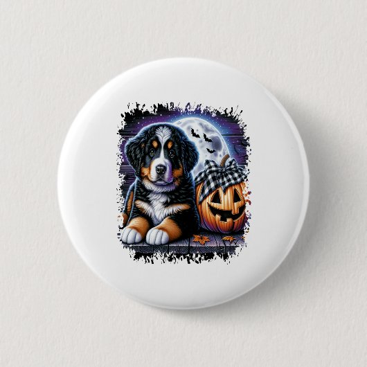 Bernese Mountain Dog Halloween Ronde Button 5,7 Cm (Voorkant)