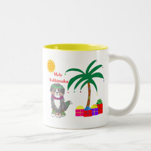 Bernese Mountain Dog Hawaiian Kerstmis Tweekleurige Koffiemok