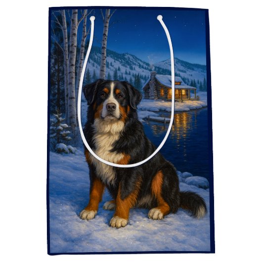 Bernese Mountain Dog Holiday  Medium Cadeauzakje (Voorkant)
