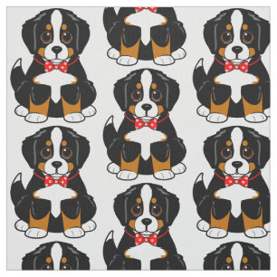 Bernese Mountain Dog in Bow Stropdas Fabric Stof