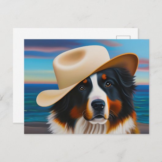 Bernese Mountain Dog in het strand Briefkaart (Voorkant / Achterkant)