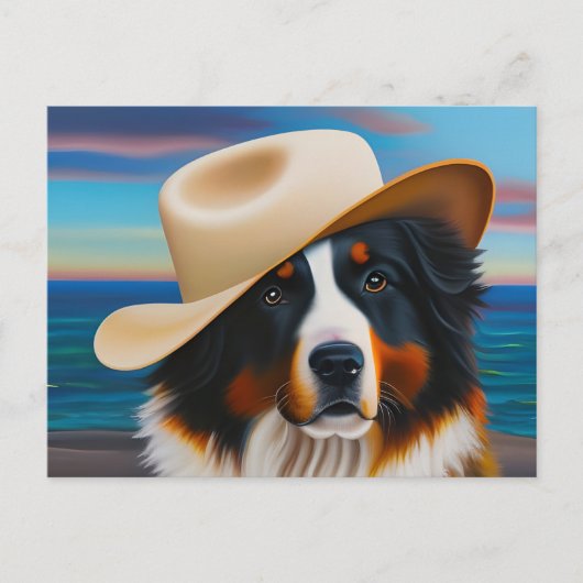 Bernese Mountain Dog in het strand Briefkaart (Voorkant)