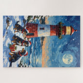 Bernese Mountain Dog Kerst Lichtbaken Vakantie Legpuzzel (Horizontaal)