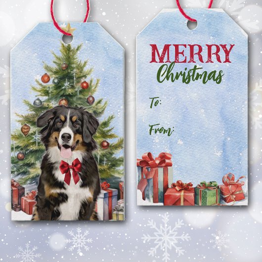 Bernese Mountain Dog - kerstboom Cadeaulabel