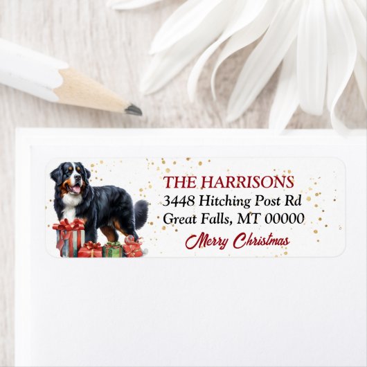 Bernese Mountain Dog-kerstcadeaus Etiket (Insitu)