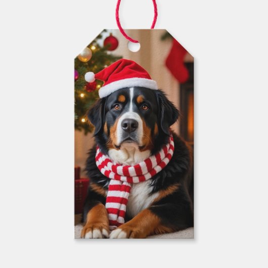 Bernese Mountain Dog Kerstmis Cadeaulabel (Voorkant)