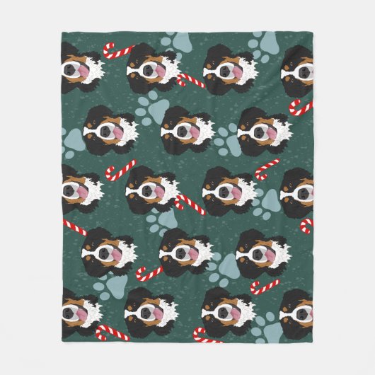 Bernese Mountain Dog Kerstmis Fleece Deken (Voorkant)