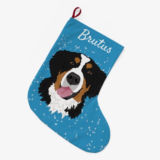 Bernese Mountain Dog Kerstmis Grote Kerstsok (Voorkant (Hangend))