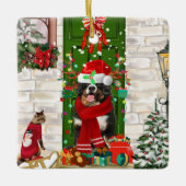 Bernese Mountain Dog Kerstmis Keramisch Ornament (Voorkant)