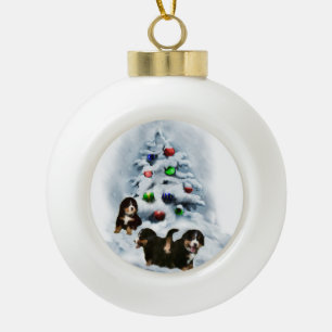 Bernese Mountain Dog Kerstmis Keramische Bal Ornament
