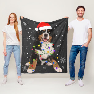 Bernese Mountain Dog licht kerstmis op Fleece Deken