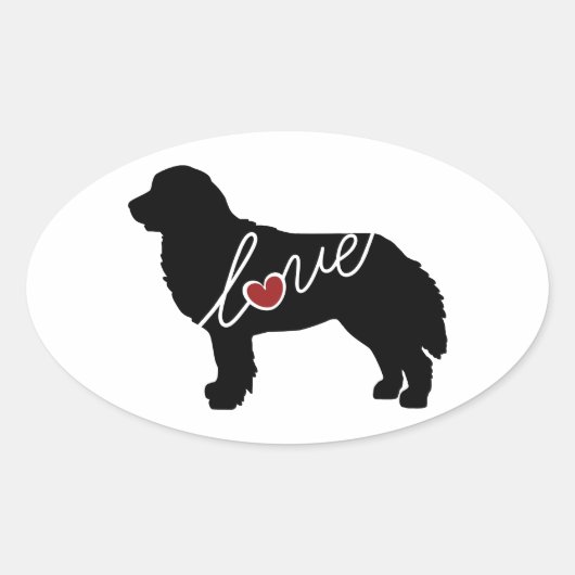 Bernese Mountain Dog Love Ovale Sticker (Voorkant)
