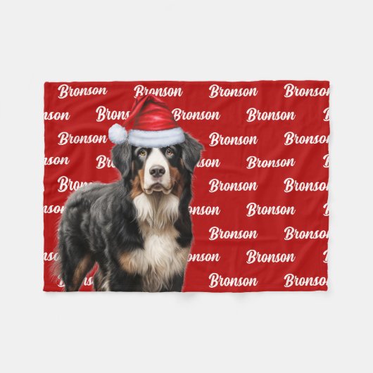 Bernese Mountain Dog met de naam Kerstfeestdag Fleece Deken (Voorkant (Horizontaal))