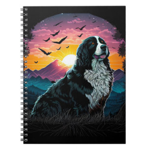 Bernese Mountain Dog met Mountain Sunrise uitzicht Notitieboek
