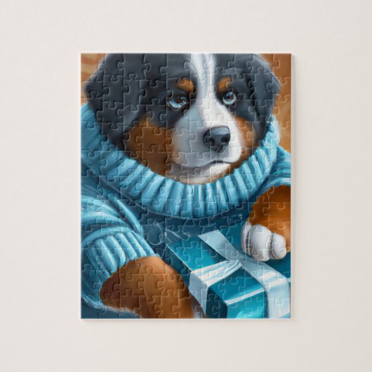 Bernese Mountain Dog met vakantieverlof Cadeau Legpuzzel (Verticaal)
