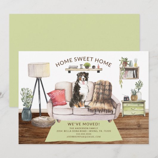 Bernese Mountain Dog Moving Announcement Kaart (Voorkant / Achterkant)