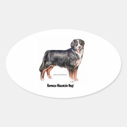 Bernese Mountain Dog Ovale Sticker (Voorkant)