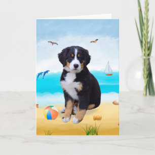 Bernese Mountain Dog over Beach Kaart