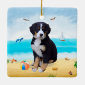 Bernese Mountain Dog over Beach Keramisch Ornament (Achterkant)