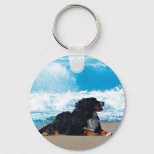 Bernese Mountain Dog over Beach Sleutelhanger