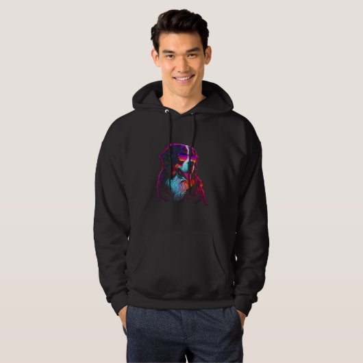 Bernese Mountain Dog owner Vaporwave Notorious DJ Hoodie (Voorkant volledig)