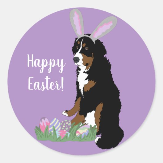  Bernese Mountain Dog Pasen Ronde Sticker (Voorkant)