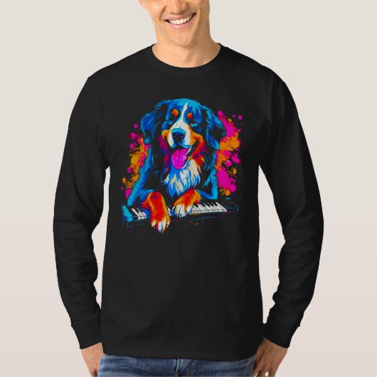 Bernese Mountain Dog Piano T-shirt (Voorkant)